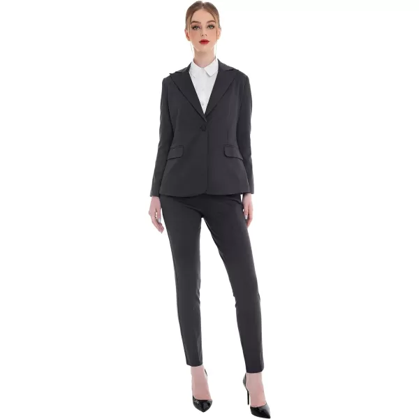 Marycrafts Womens Professional Blazer Pant Suit Set for WorkGray