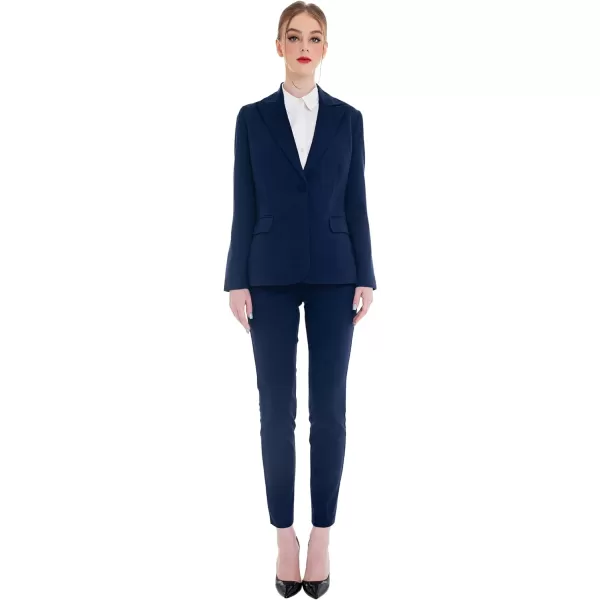 Marycrafts Womens Professional Blazer Pant Suit Set for WorkNavy