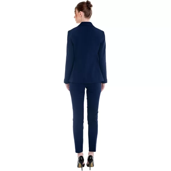 Marycrafts Womens Professional Blazer Pant Suit Set for WorkNavy