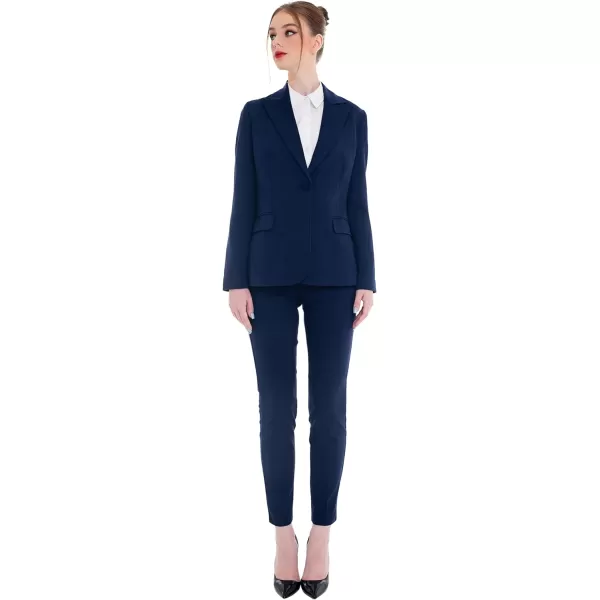 Marycrafts Womens Professional Blazer Pant Suit Set for WorkNavy