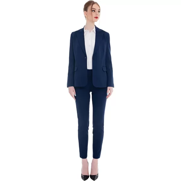 Marycrafts Womens Professional Blazer Pant Suit Set for WorkNavy