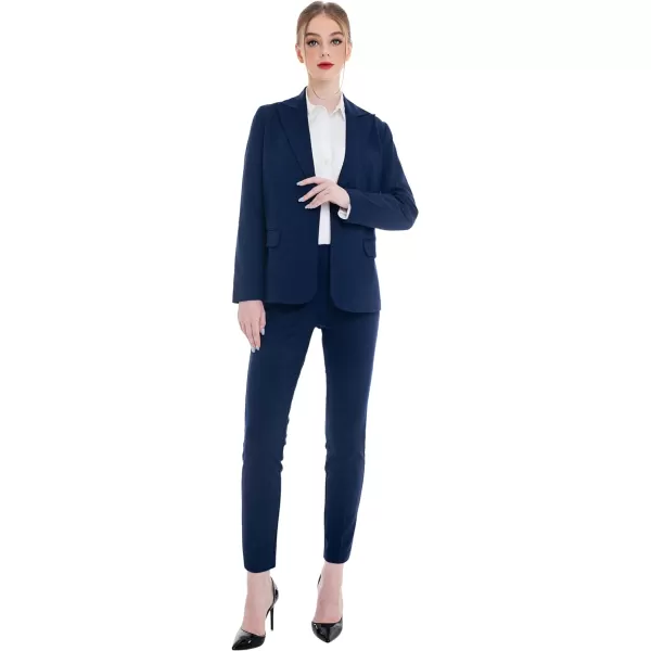 Marycrafts Womens Professional Blazer Pant Suit Set for WorkNavy