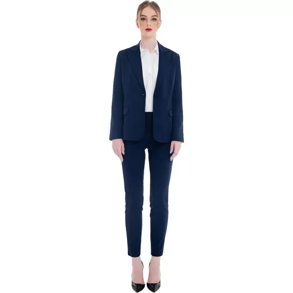 Marycrafts Womens Professional Blazer Pant Suit Set for WorkNavy