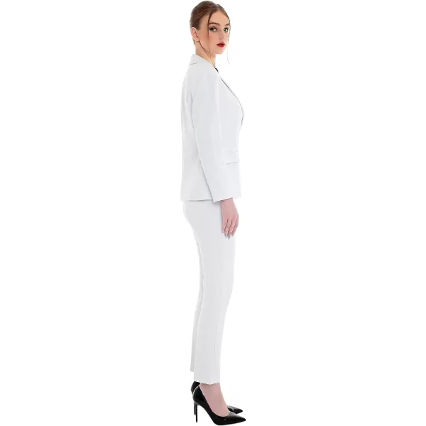 Marycrafts Womens Professional Blazer Pant Suit Set for WorkWhite