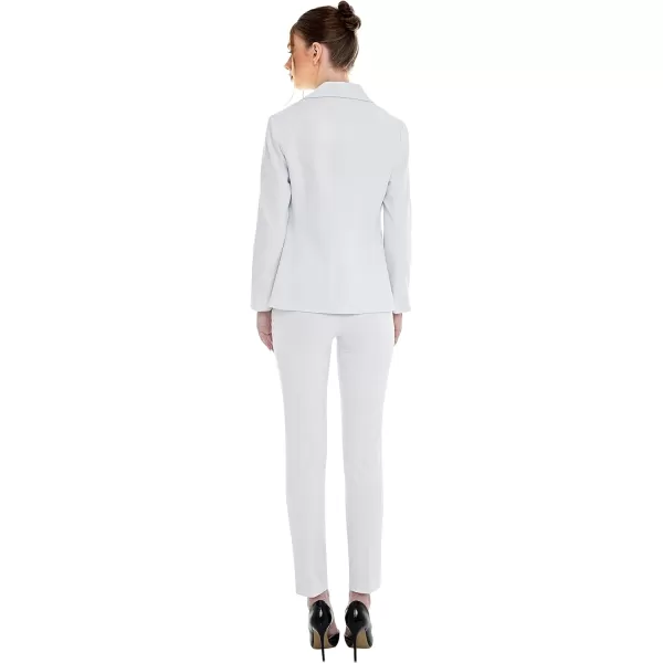 Marycrafts Womens Professional Blazer Pant Suit Set for WorkWhite