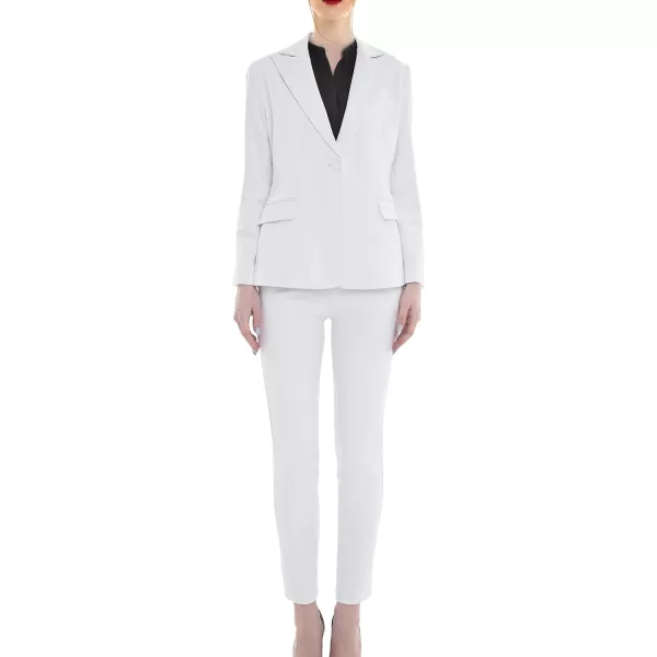 Marycrafts Womens Professional Blazer Pant Suit Set for WorkWhite