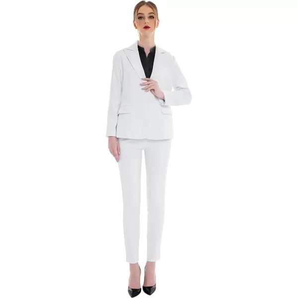 Marycrafts Womens Professional Blazer Pant Suit Set for WorkWhite