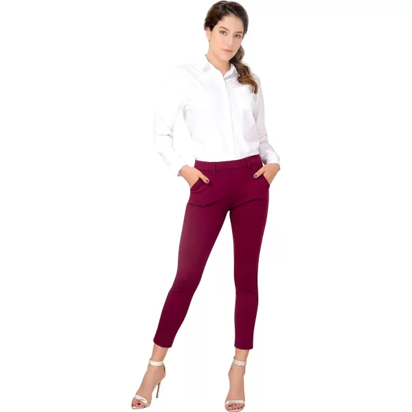 Marycrafts Womens Pull On Stretch Yoga Dress Business Work PantsBurgundy