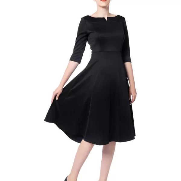 Marycrafts Womens Fit Flare Tea Midi Dress for Office Business WorkBlack 301