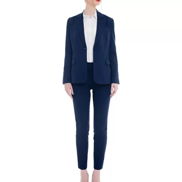 Marycrafts Womens Professional Blazer Pant Suit Set for WorkNavy