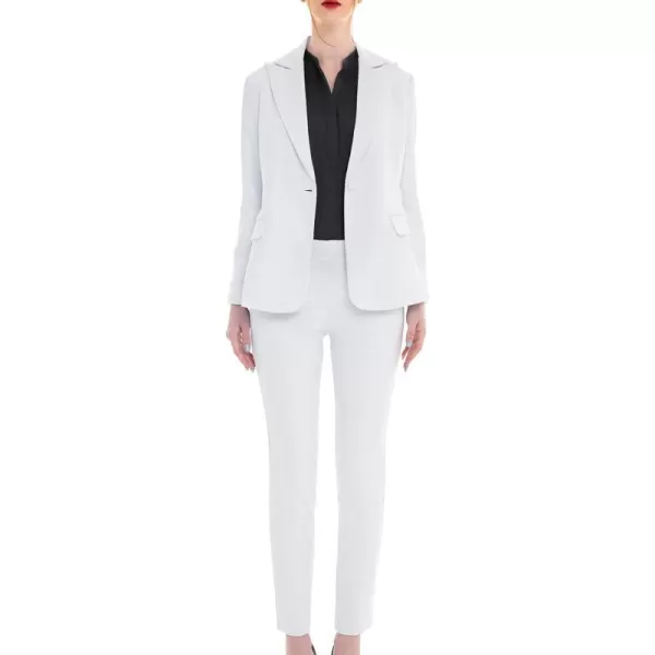 Marycrafts Womens Professional Blazer Pant Suit Set for WorkWhite