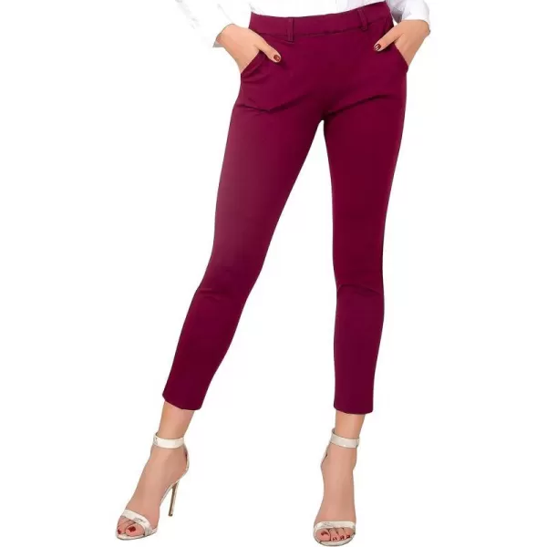 Marycrafts Womens Pull On Stretch Yoga Dress Business Work PantsBurgundy