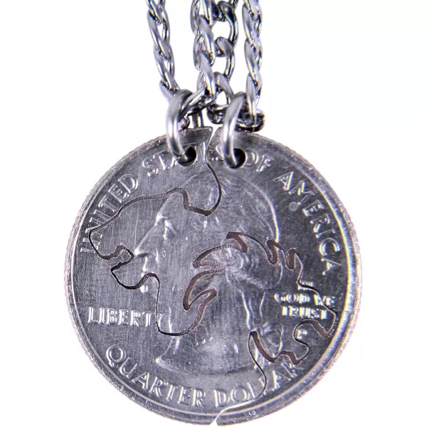 Marycrafts Set Hand Cut Coin Lion and Lioness Interlocking Necklace Jewelry Relationship BFF14 Inches