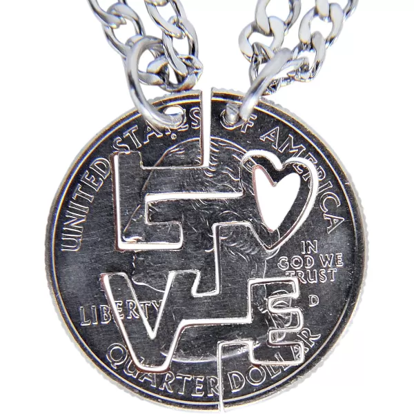 Marycrafts Set Hand Cut coin I LOVE YOU Necklace Interlocking Necklace Jewelry Relationship BFFMarycrafts Set Hand Cut coin I LOVE YOU Necklace Interlocking Necklace Jewelry Relationship BFF