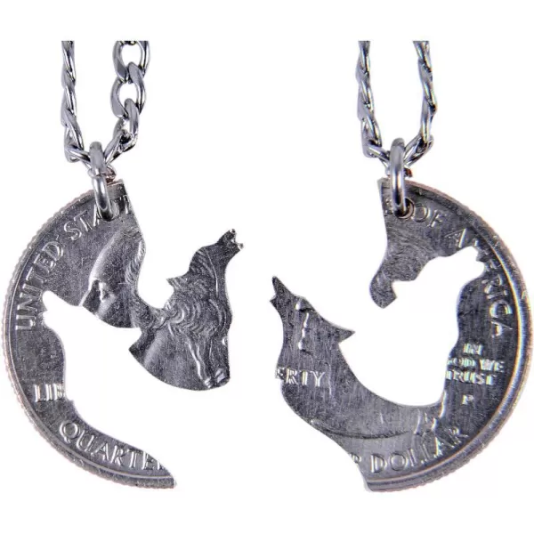 Marycrafts Hand Cut Coin Wolf Necklace Howling Wolves Best Friend Necklaces For 2Marycrafts Hand Cut Coin Wolf Necklace Howling Wolves Best Friend Necklaces For 2