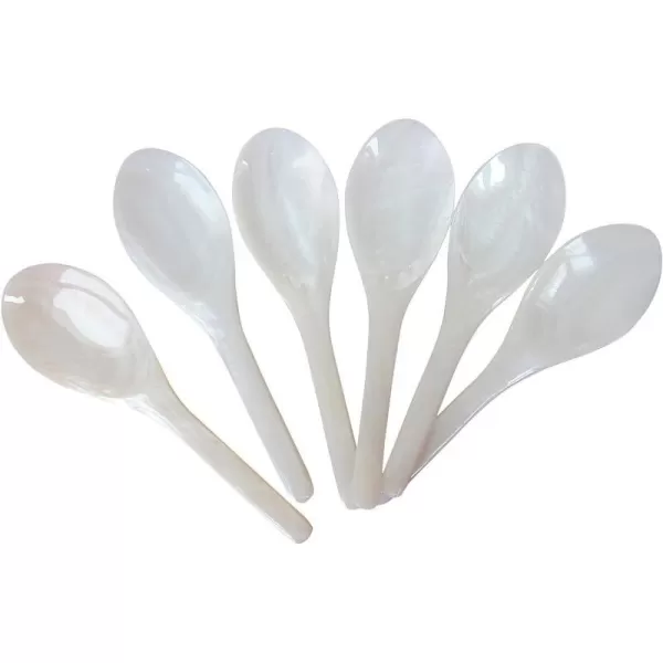 Marycrafts Set of 6 White Mother of Pearl MOP Caviar Spoons HandmadeMarycrafts Set of 6 White Mother of Pearl MOP Caviar Spoons Handmade