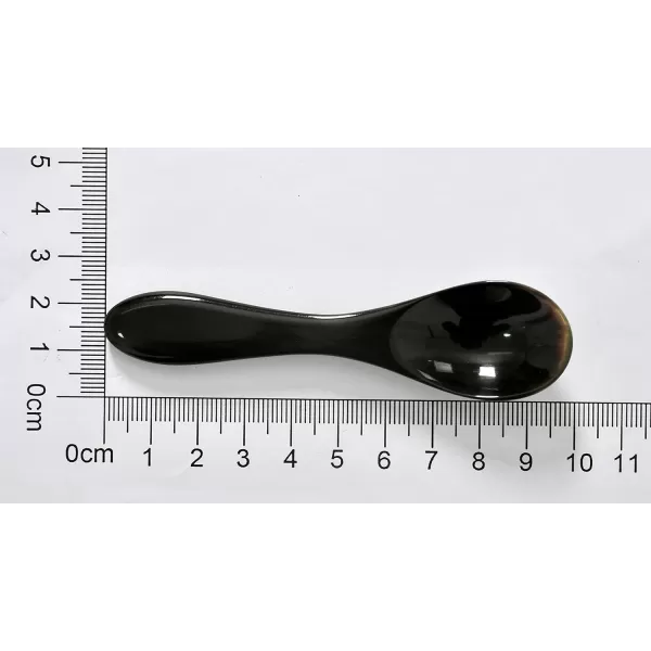 Marycrafts Set of 6 Buffalo Horn Caviar Spoons with Round HandleBlack