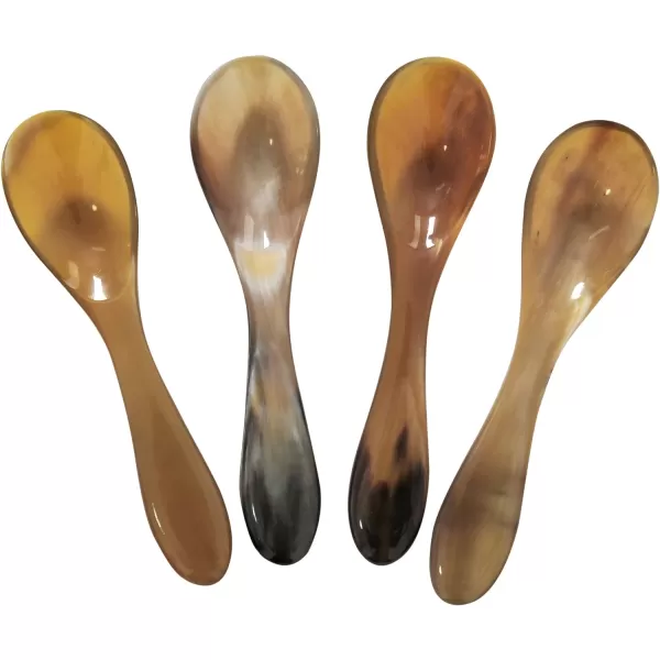 Marycrafts Set of 6 Buffalo Horn Caviar Spoons with Round HandleLight Shade