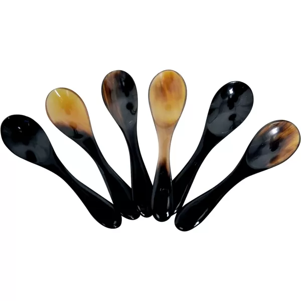 Marycrafts Set of 6 Buffalo Horn Caviar Spoons with Round HandleMix Color