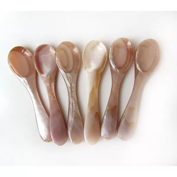 Marycrafts Set of 6 Pink Mother of Pearl MOP Caviar Spoons W Round HandleMarycrafts Set of 6 Pink Mother of Pearl MOP Caviar Spoons W Round Handle