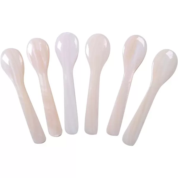 Marycrafts Set of 6 White Mother of Pearl MOP Caviar Spoons W Round HandleMarycrafts Set of 6 White Mother of Pearl MOP Caviar Spoons W Round Handle