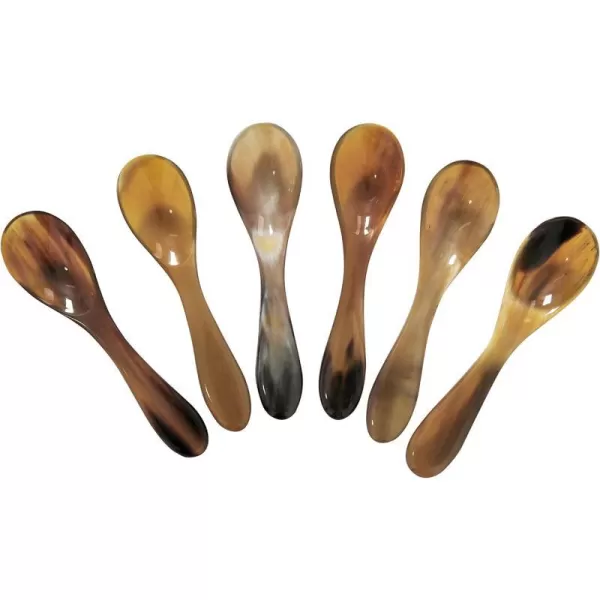 Marycrafts Set of 6 Buffalo Horn Caviar Spoons with Round HandleLight Shade