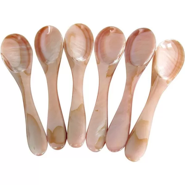 Marycrafts Set of 6 Pink Mother of Pearl MOP Caviar Spoons W Round HandleMarycrafts Set of 6 Pink Mother of Pearl MOP Caviar Spoons W Round Handle