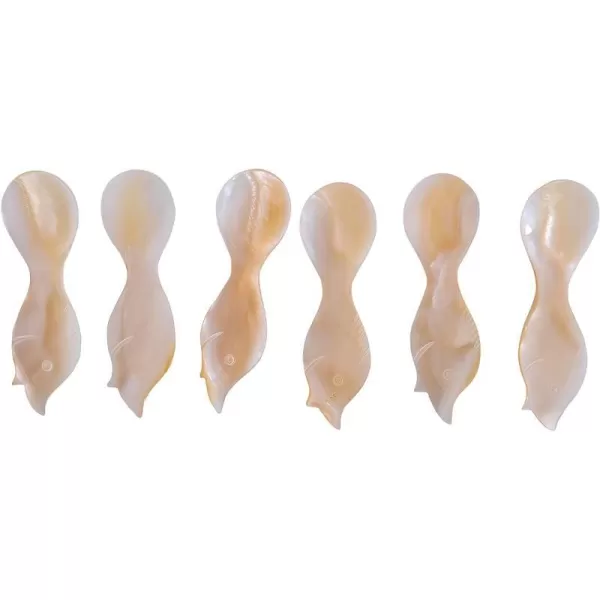 Marycrafts Set of 6 White Mother of Pearl MOP Caviar Spoons Fish shape HandleMarycrafts Set of 6 White Mother of Pearl MOP Caviar Spoons Fish shape Handle