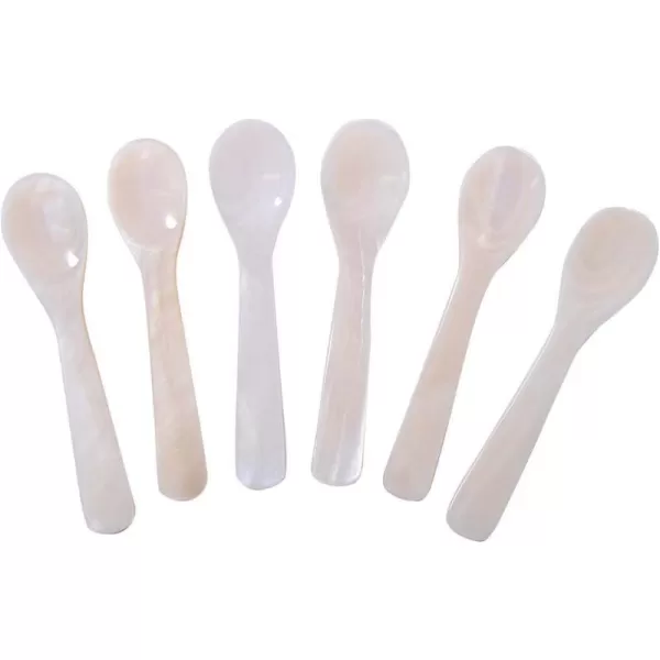 Marycrafts Set of 6 White Mother of Pearl MOP Caviar Spoons W Round HandleMarycrafts Set of 6 White Mother of Pearl MOP Caviar Spoons W Round Handle