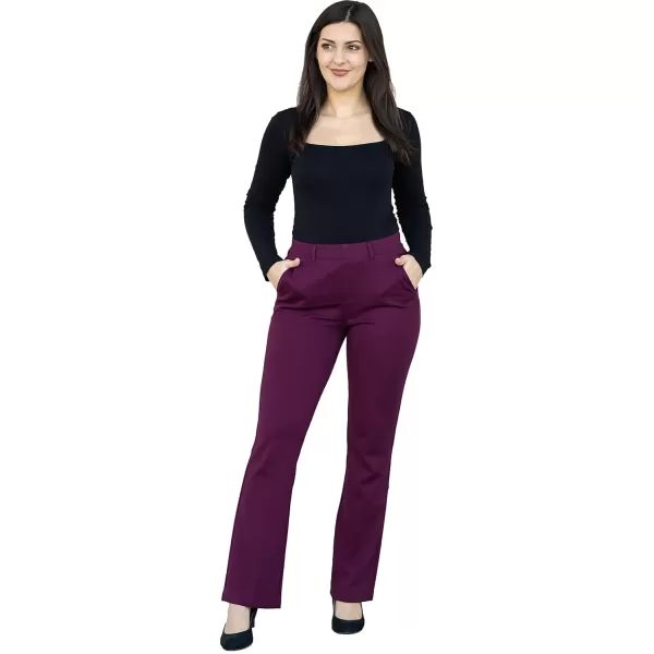 imageMarycrafts Womens Pull On Stretch Yoga Straight Dress Work Pants 29quot 31quot33quotBurgundy  Inseam 29