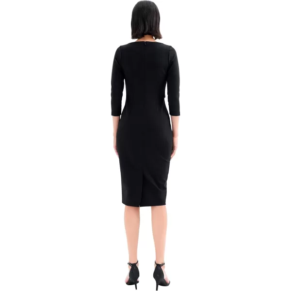 imageMarycrafts Womens Work Office Business Square Neck Sheath Midi DressBlack 501425