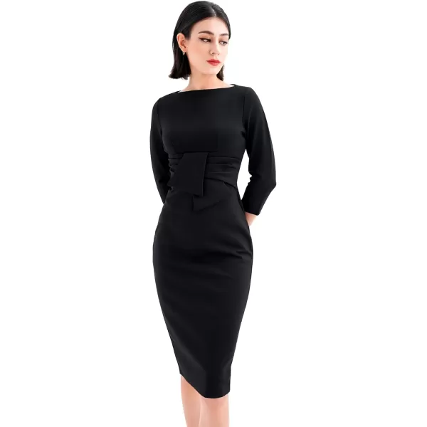 imageMarycrafts Womens Work Office Business Square Neck Sheath Midi DressBlack 501425