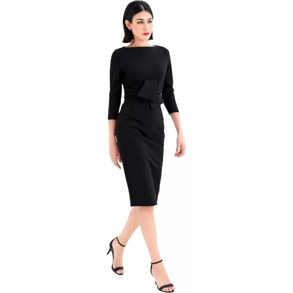 imageMarycrafts Womens Work Office Business Square Neck Sheath Midi DressBlack 501425