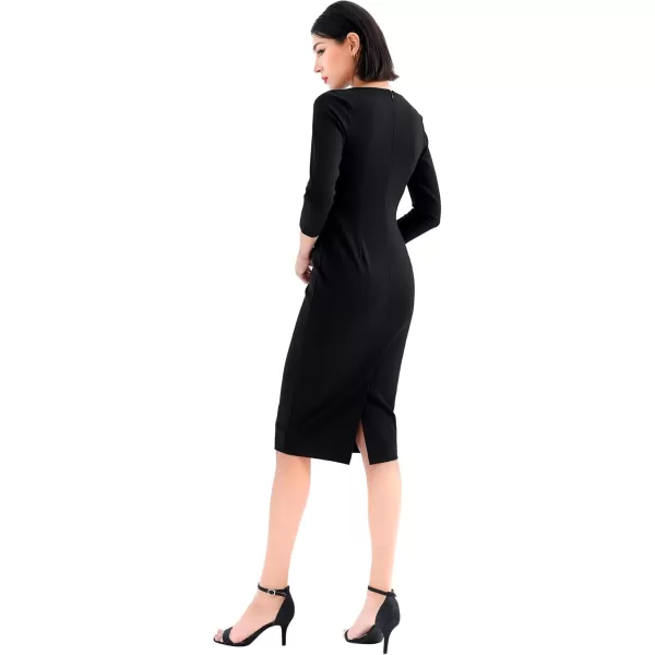 imageMarycrafts Womens Work Office Business Square Neck Sheath Midi DressBlack 501425