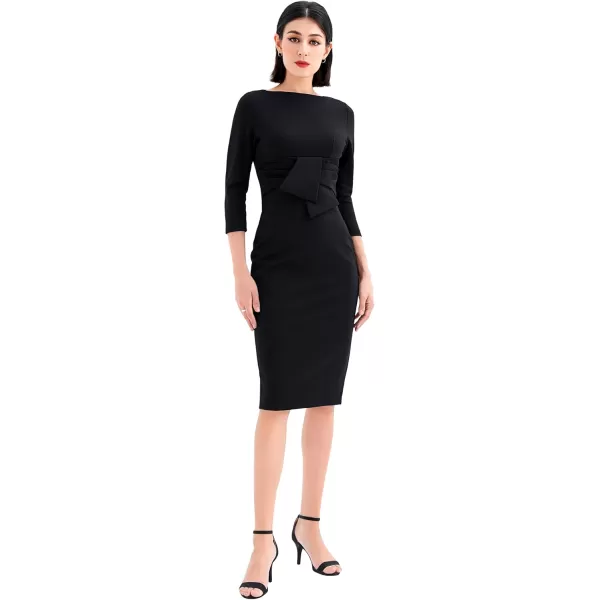 imageMarycrafts Womens Work Office Business Square Neck Sheath Midi DressBlack 501425