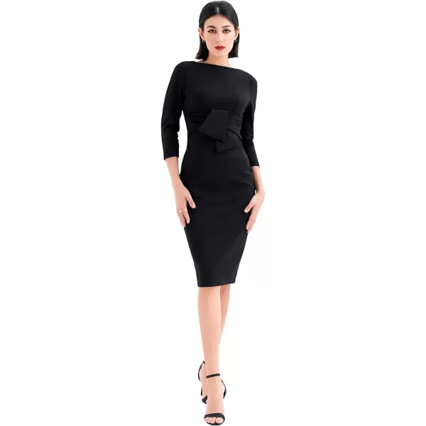 imageMarycrafts Womens Work Office Business Square Neck Sheath Midi DressBlack 501425