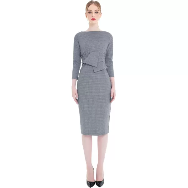 imageMarycrafts Womens Work Office Business Square Neck Sheath Midi DressHoundstooth
