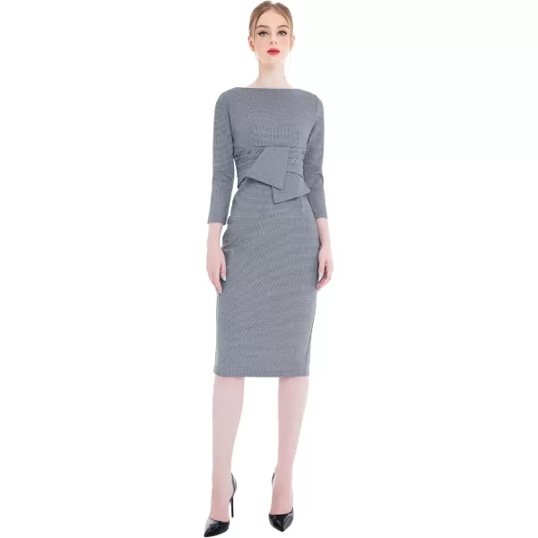 imageMarycrafts Womens Work Office Business Square Neck Sheath Midi DressHoundstooth