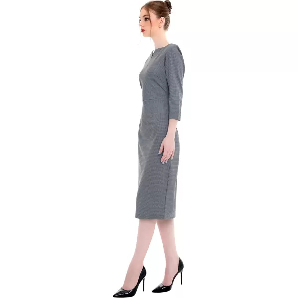 imageMarycrafts Womens Work Office Business Square Neck Sheath Midi DressHoundstooth 5t2