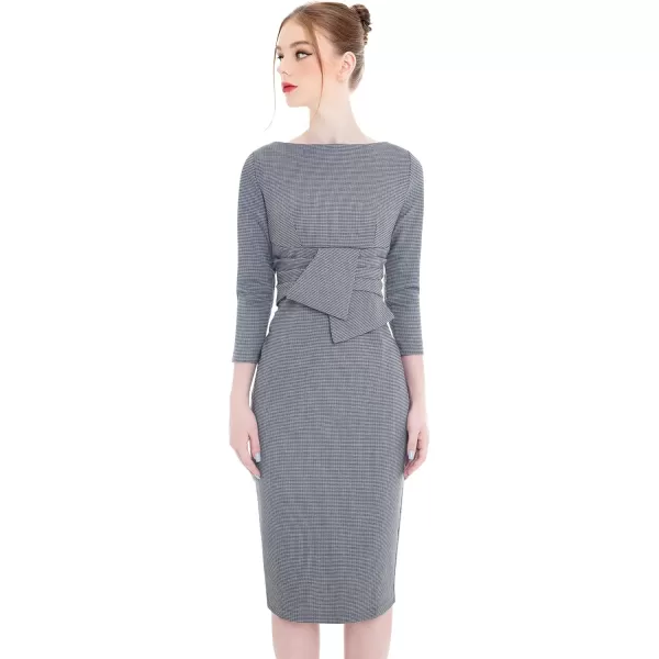 imageMarycrafts Womens Work Office Business Square Neck Sheath Midi DressHoundstooth