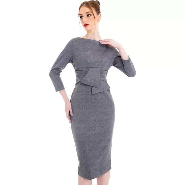 imageMarycrafts Womens Work Office Business Square Neck Sheath Midi DressPlaid Houndstooth