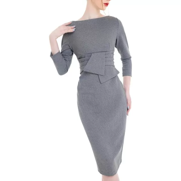 imageMarycrafts Womens Work Office Business Square Neck Sheath Midi DressHoundstooth