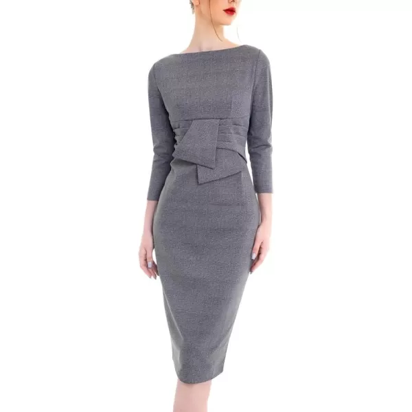 imageMarycrafts Womens Work Office Business Square Neck Sheath Midi DressPlaid Houndstooth