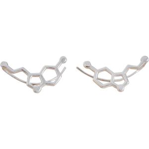 imageMarycrafts Sterling Silver Serotonin Molecule Ear Climber Ear Crawler Earrings