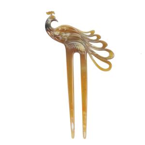 imageMarycrafts Peacock Buffalo Horn Hair Fork Hair sticks Accessories HandmadeLight Shade