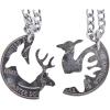 imageMarycrafts Buck and Doe Interlocking Necklace Set Quarter Coin Cut BBF Couples Jewelry Relationship Deer Heads18 Inches