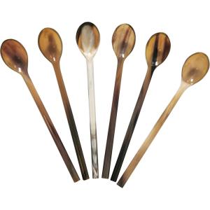 imageMarycrafts Set of 6 Long Light Shade Buffalo Horn Caviar Spoons 71quotLight Shade