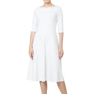 imageMarycrafts Womens Fit Flare Tea Midi Dress for Office Business WorkWhite 07