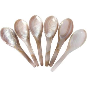image:imageMarycrafts Set of 6 Pink Mother of Pearl MOP Caviar Spoons Handmade