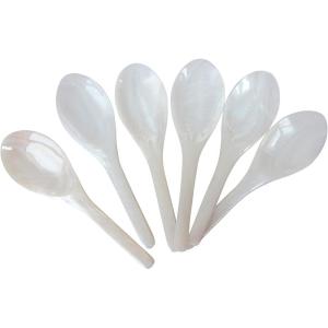 image:imageMarycrafts Set of 6 White Mother of Pearl MOP Caviar Spoons Handmade